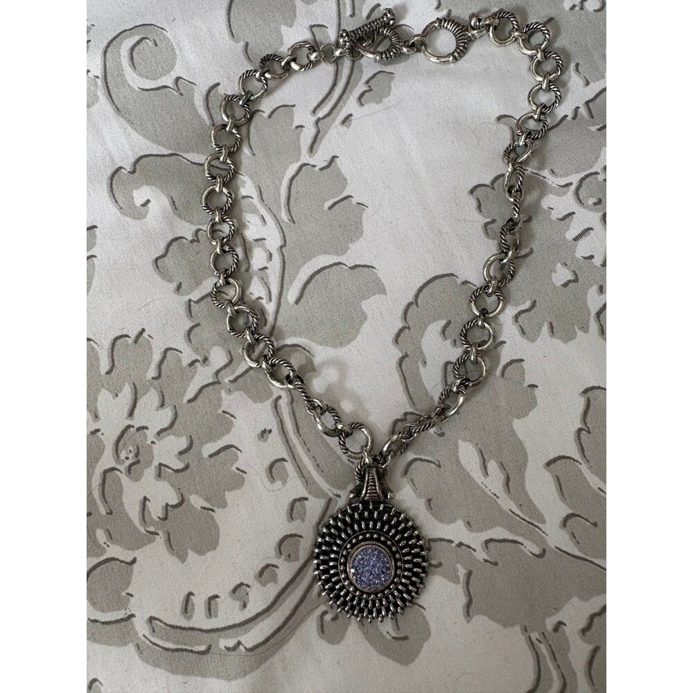 Silver Ginger Snaps Purple Rhinestone Chain Necklace
